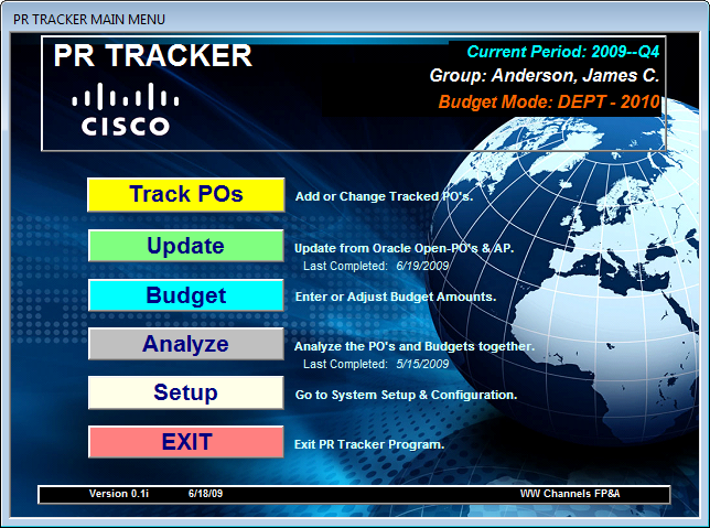 Cisco PR TRACKER -- A Tool for Budget and Purchase Order Tracking and  Analyses.